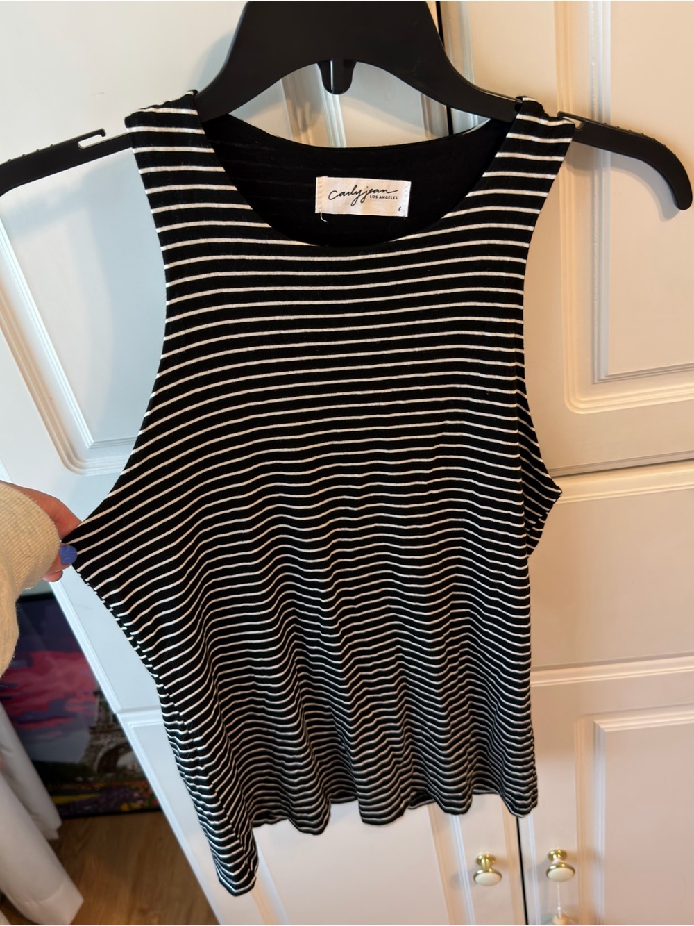 Carly Jean Los Angeles Black & White Striped Tank 🖤